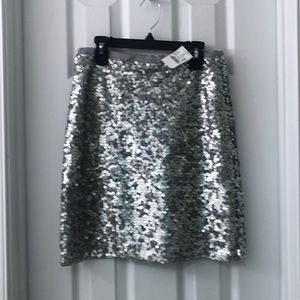JCrew Silver Sequin Mini Skirt